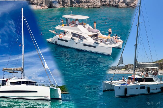 3-Hours Sunset Catamaran Cruise with Dinner all Inclusive - From Mandraki Harbor to Kallithea Bay