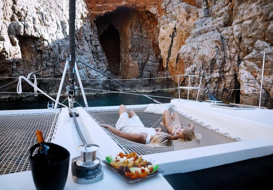 Agios Nikolaos All-inclusive Catamaran Cruise & Water Toys - Kolokytha Bay is where the day opens up