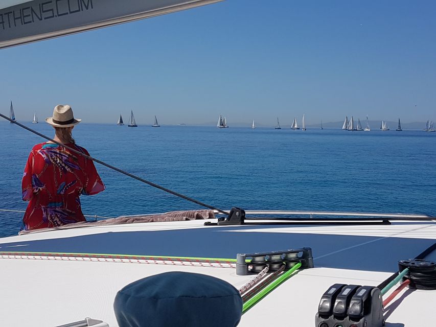 Athens: Riviera Catamaran Cruise with Meal and Drinks - The return sail and sunset option