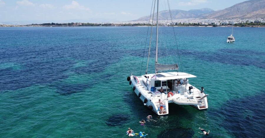 Athens Riviera Private Catamaran Cruise with Meal and Drinks - A longer stop near Voula with lunch aboard