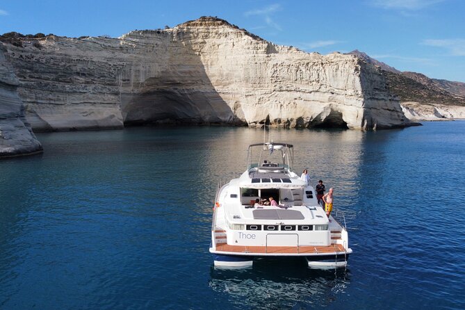 Catamaran Full Day Cruise in Agia Kiriaki Kleftiko - Fyriplaka Beach gives you the classic Milos pause