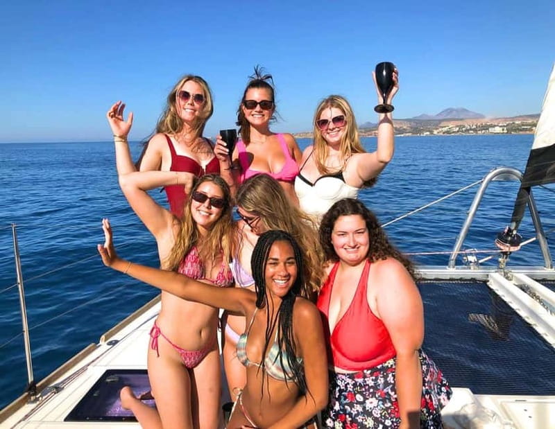 Chania Old Port:Luxury Sunset Catamaran Cruise with Prosecco - Agioi Theodoroi and the swimming stop