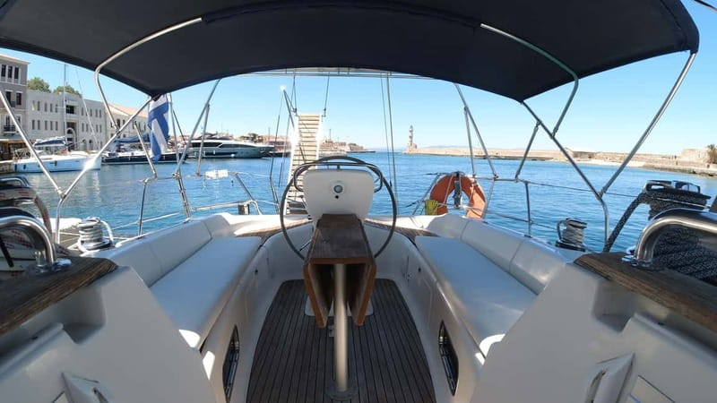 Chania: Private Sailing Cruise with Snorkel, Lunch & Drinks - Agios Theodoros and the first swim