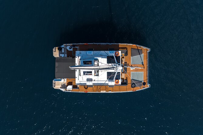 Comfort Max Catamaran Caldera Cruise with BBQ and Drinks - The volcano stop and warm water near the caldera
