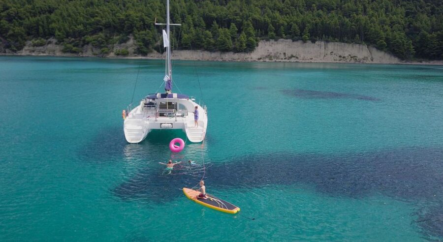 Corfu: Half Day Private Cruise on Lagoon Catamaran - Barbati, Kerasia, and Stroggylo from the water