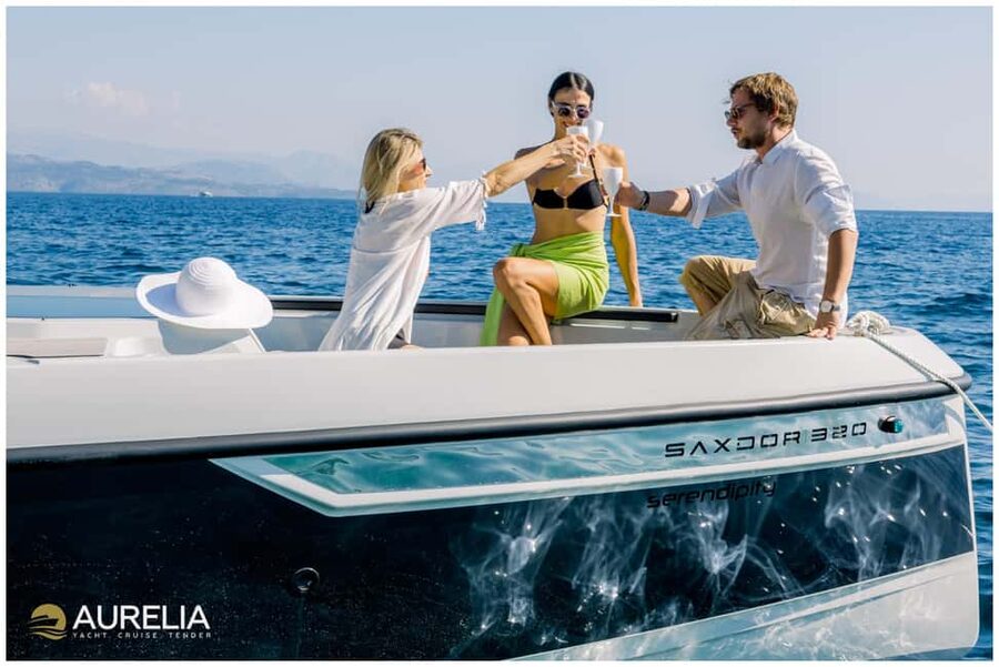 Corfu: Private yacht cruise to Paxos - Antipaxos & Caves - Leaving Gouvia on a fast private yacht