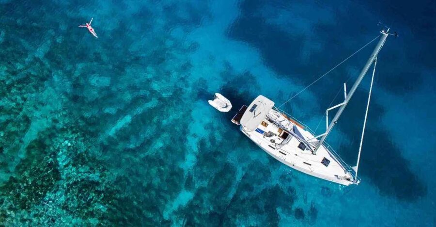 From Chania: Fully Private Sailing Cruise with Meal & Drinks - Leaving Souda Bay on a private yacht