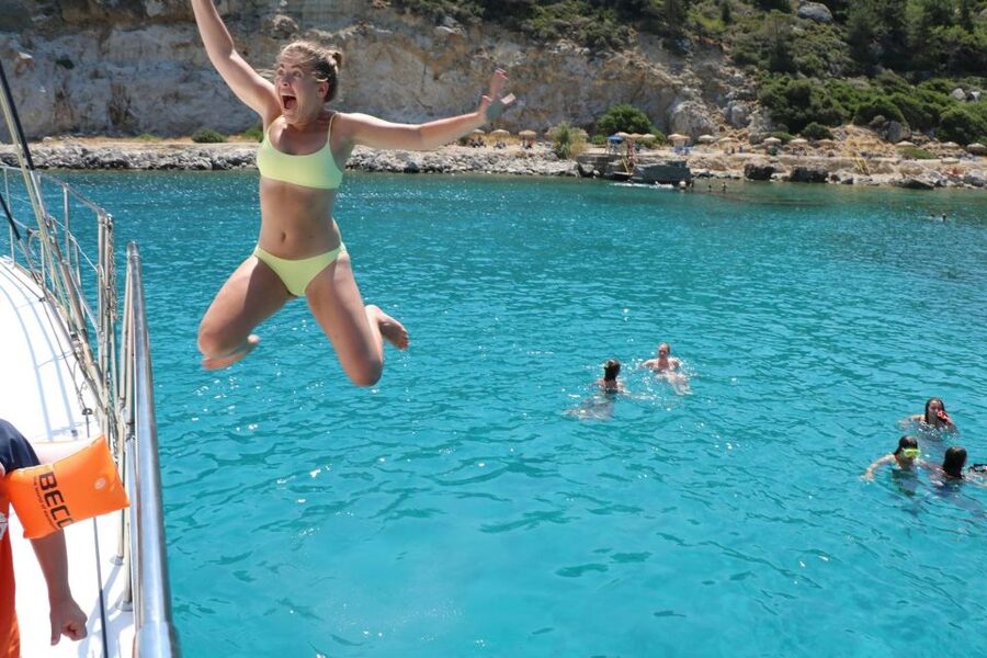 From Rhodes: Private Catamaran Cruise All Inclusive - A Private Catamaran Day on Rhodes’ East Coast