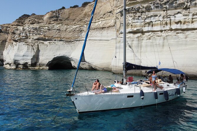 Full day private sailing cruise around Milos island - Agios Ioannis or Sykia cave, depending on the weather