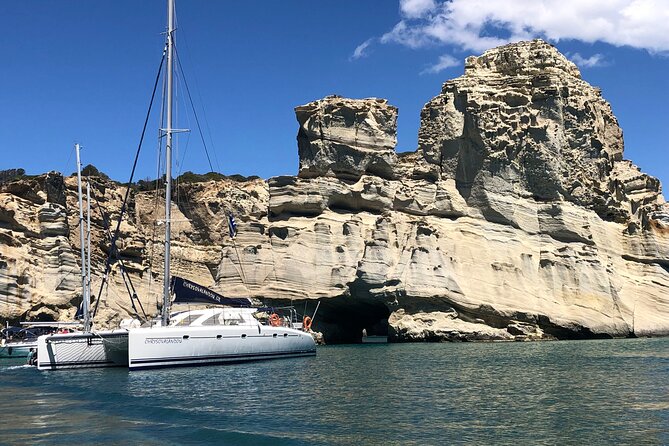 Full Day Tour to Kleftiko, Firlingos and Poliegos Catamaran - Kalogries Beach gives you the first proper swim