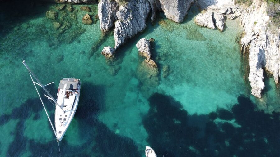 Gouvia: Corfu Island Sailing Trip with Snack and Soft Drinks - Barbati Beach is the first chance to cool off