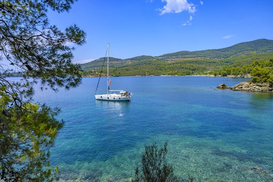 Halkidiki: Private Sailing Yacht Cruise Swim in Blue Waters - Leaving Paliouri for the open water
