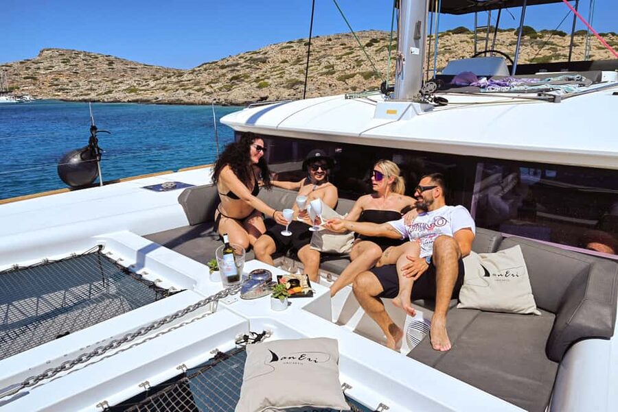 Heraklion:Dia Island Catamaran Cruise with Lunch, Water Toys - Sailing from Heraklion toward Dia Island