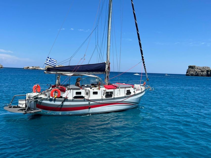 Lindos: Sailboat Cruise with Prosecco and more - Lindos Bay and the final sail