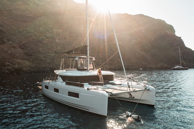 Majestic Catamaran Caldera Cruise with Snacks, Meal & Drinks - A BBQ meal with Greek appetizers