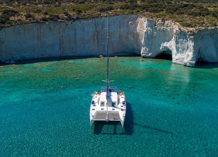 Milos: Half-Day Morning Catamaran Cruise to Kleftiko - Skinopi, Klima, Areti, and Fourkovouni from the water