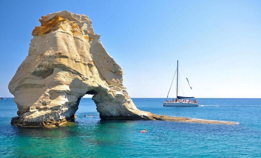 Milos: Half-Day Morning Catamaran Cruise to Kleftiko - Arkoudes and Cape Vani: volcanic rock in full view
