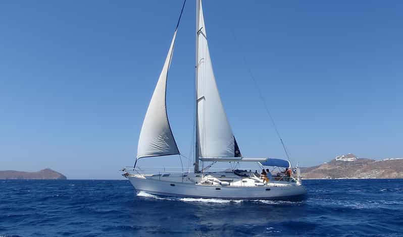 Milos: Kleftiko Semi Private Sailing Cruise with Lunch - Arkoudes and the old mine at Cape Vani