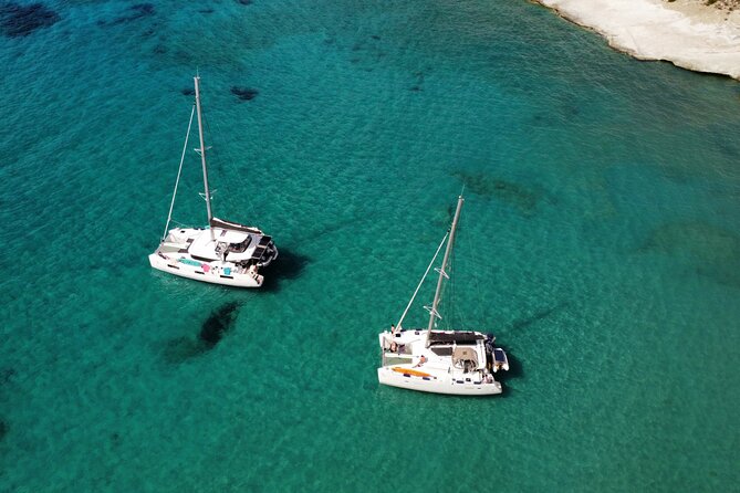 Milos & Poliegos Catamaran Cruise Homemade Full menu BBQ & Drinks - Poliegos and the Blue Lagoon at Galazia Nera