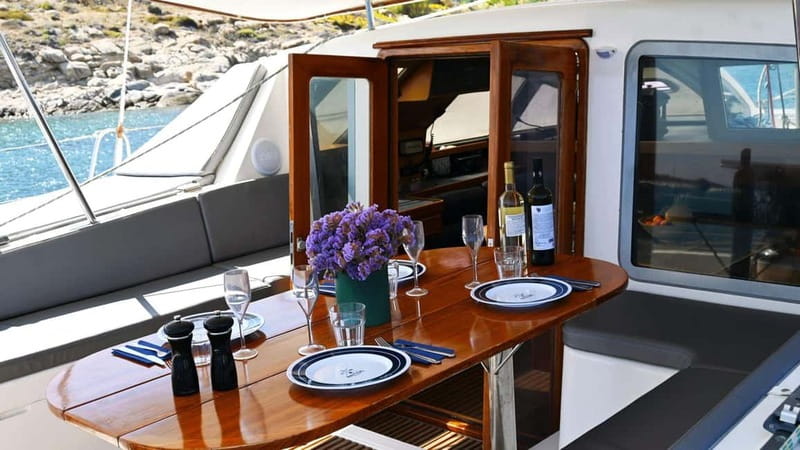 Mykonos: Catamaran Cruises with Lunch and Drinks - Leaving Mykonos from Ornos Deck