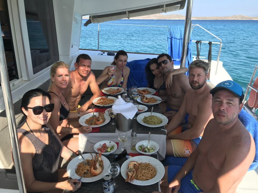 Mykonos: Full-Day Catamaran Cruise with Fresh Lunch - What the small group changes