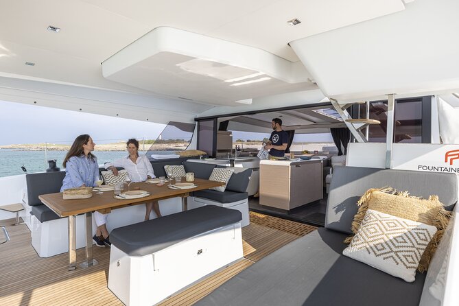 Mykonos: Luxury Catamaran Cruise with Meal, Drinks & Transport - A three-course lunch prepared on board