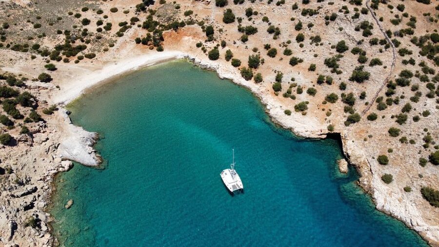Naxos: Catamaran Cruise with Lunch & Drinks - Sailing under wind power when conditions allow