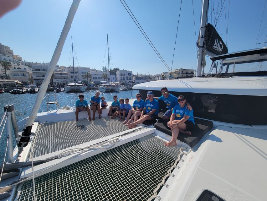 Naxos: Catamaran Cruise with Swim Stops, Food, and Drinks - Sailing out from Naxos and choosing the route