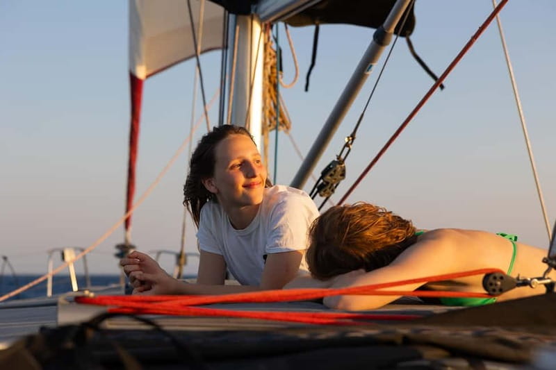 Naxos: Private Sunset Sailing Cruise on a 51-Foot Monohull - Sailing out from Naxos on RIA1