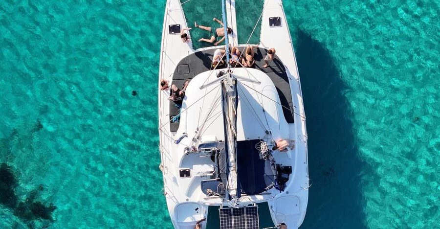 Private Catamaran Cruise Mykonos Delos with Meals & SUP - Leaving Mykonos for a quieter Aegean
