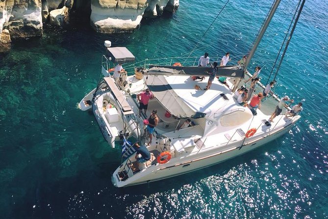 Private Catamaran Half Day Afternoon Cruise with Sunset: Kleftiko - Kalogries Beach and the second swimming stop