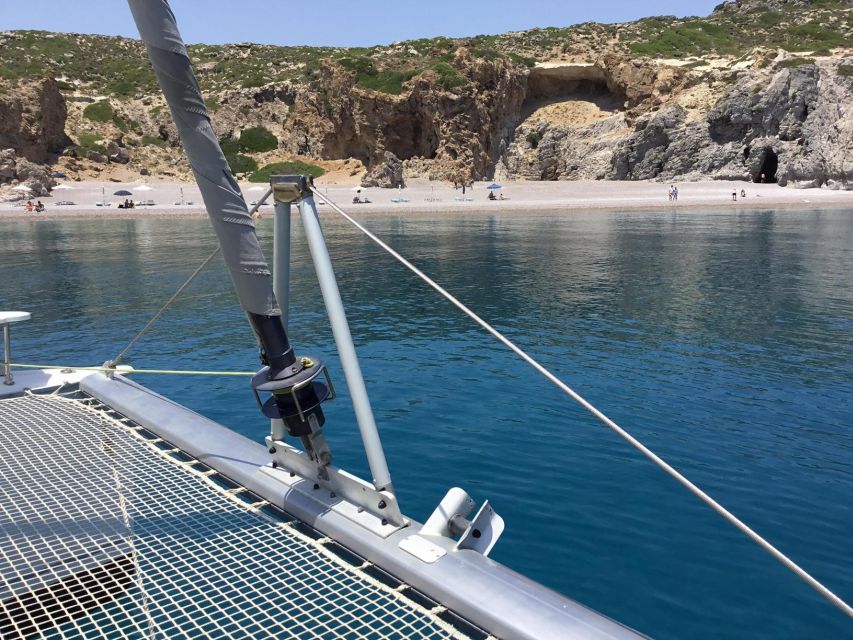 Rhodes: Sailing Catamaran Day Cruise with food and drinks - Sailing to Afandou for Lunch and Swimming