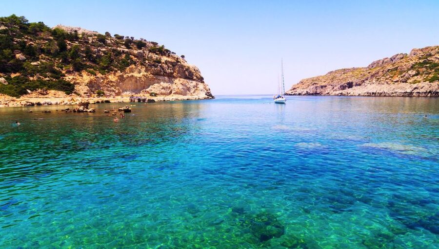 Rhodes: Sailing Yacht Cruise with Food & Drinks (SmallGroup) - Ladiko Bay, lunch, and time to linger