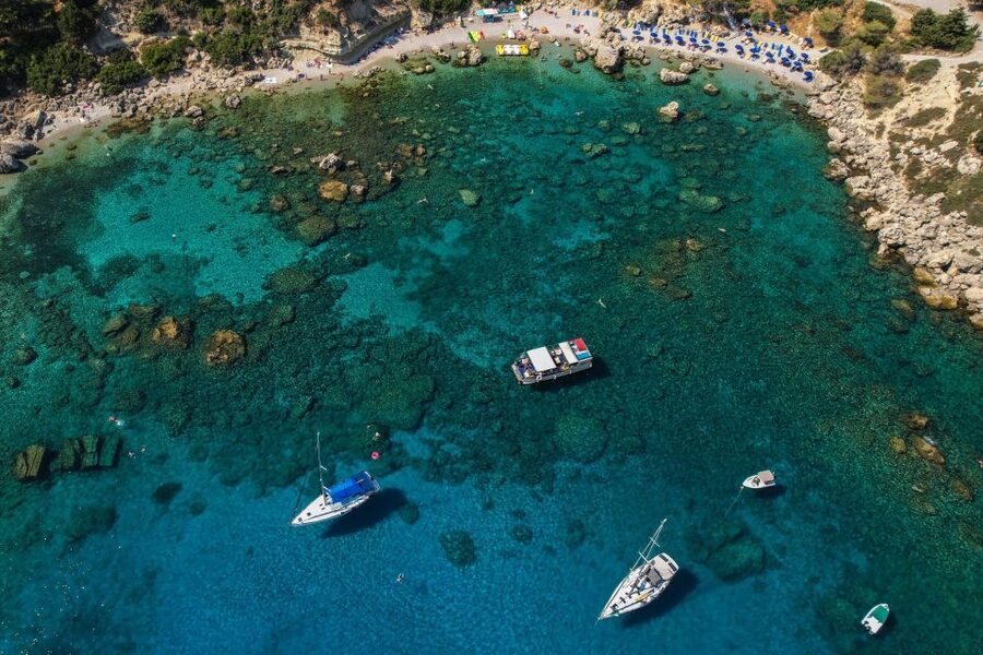 Rhodes: Sailing Yacht Cruise with Food & Drinks (SmallGroup) - Traganou Bay and the value of three swimming areas