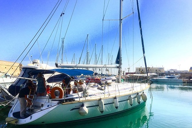 SAILING DAY 4.5h-5h or SUNSET 3h-4.5h from Hersonissos CRETE - Leaving Gouves Marina for the open sea