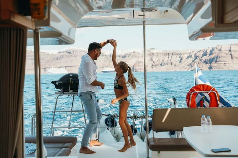 Santorini: All-Inclusive Private Catamaran Experience - Fresh Greek food and an open bar