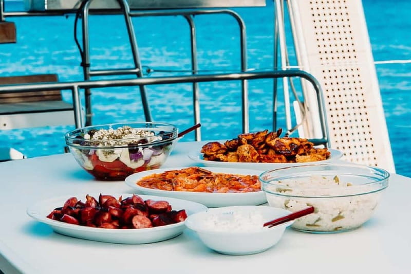 Santorini: All-Inclusive Private Catamaran Experience - From Thera to Vlychada Marina