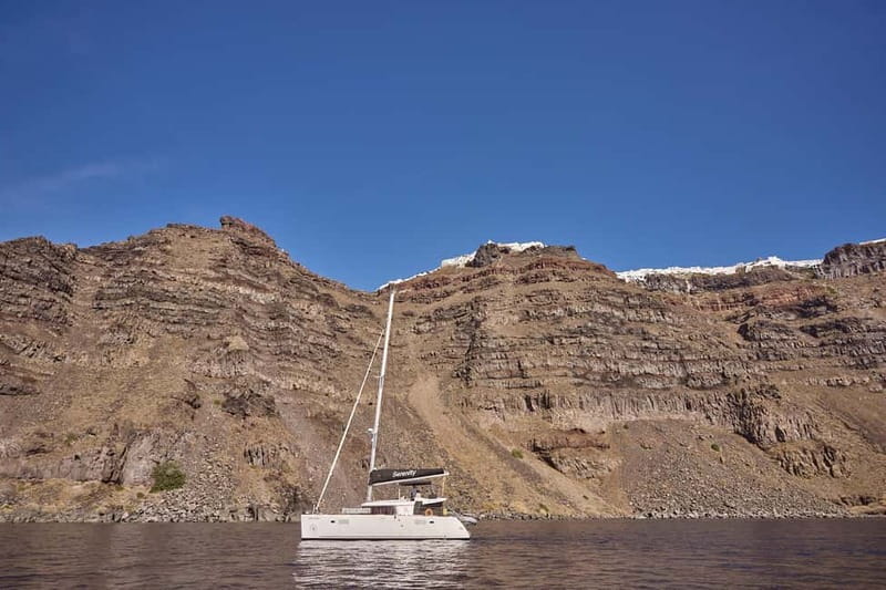 Santorini: Caldera Classic Catamaran Cruise w/ Meal & Drinks - The Greek barbecue is more than a snack