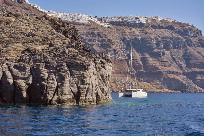 Santorini: Caldera Classic Catamaran Cruise w/ Meal & Drinks - Sunset sailing or a slower morning return