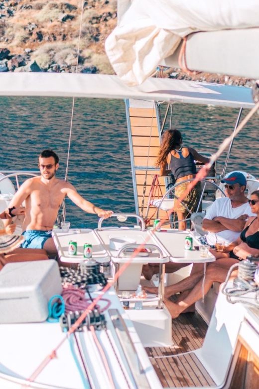 Santorini Caldera: Morning Sailing Cruise with Meal - Red Beach, White Beach, and the Indian rock
