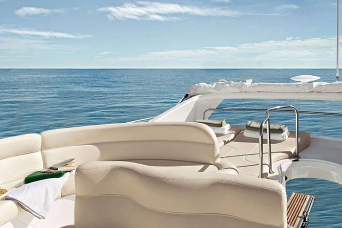 Santorini Caldera: Private Flybridge Yacht Experience - Mesa Pigadia and the Black Mountain coast