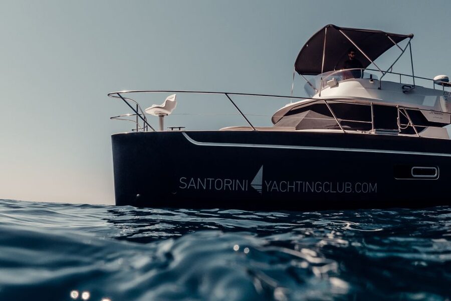 Santorini: Caldera Private Power Catamaran Cruise - The volcano and hot springs