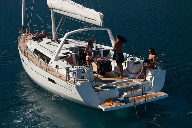 Santorini Caldera Private Sailing Boat Cruise - Mesa Pigadia and the volcanic coast