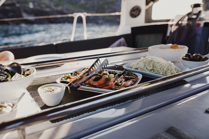 Santorini Caldera Private Sailing Boat Cruise - A Greek meal served on board