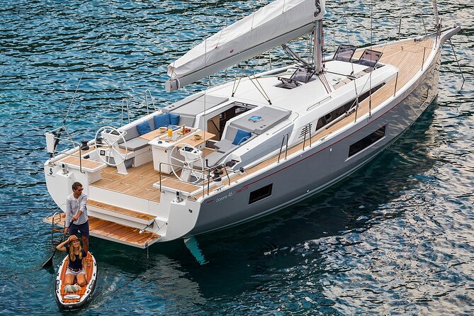 Santorini: Caldera Private Sailing Boat Cruise with Beneteau Oceanis 46.1 - Red Beach and White Beach from the water