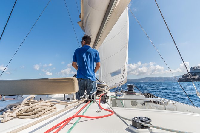 Santorini Caldera Sailing Tour with BBQ Lunch and Drinks - Red Beach and White Beach from the water