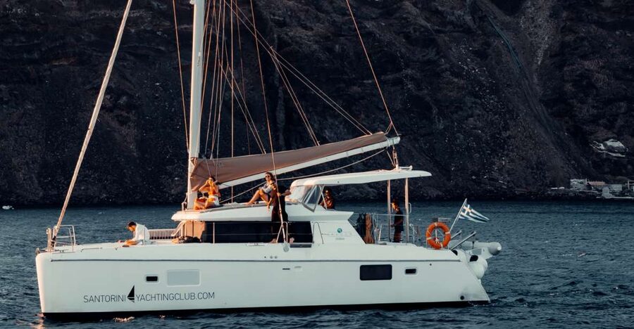 Santorini: Catamaran Caldera Cruise with Meal and Drinks - Red Beach, White Beach, and the swimming stops