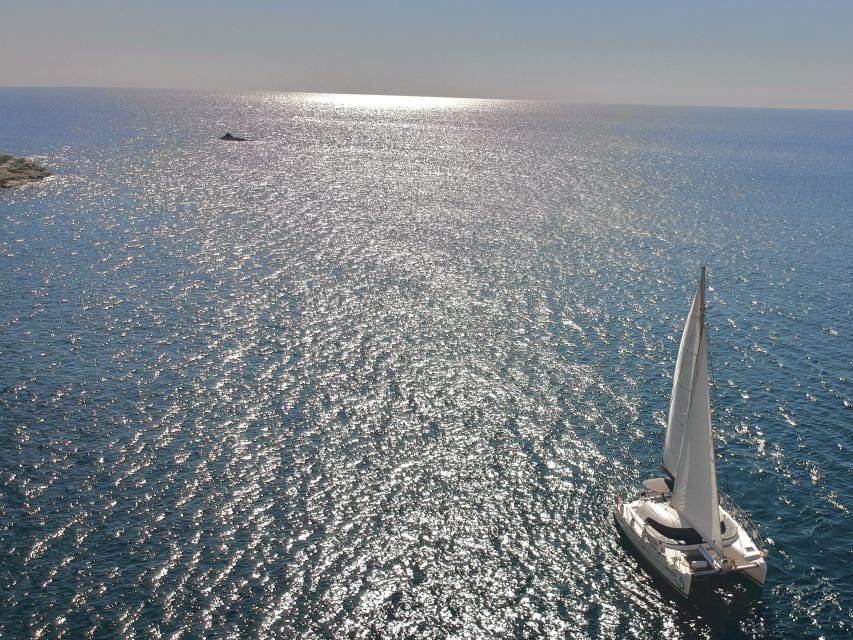 Santorini: Catamaran Cruise with Food and Drinks - The caldera from sea level
