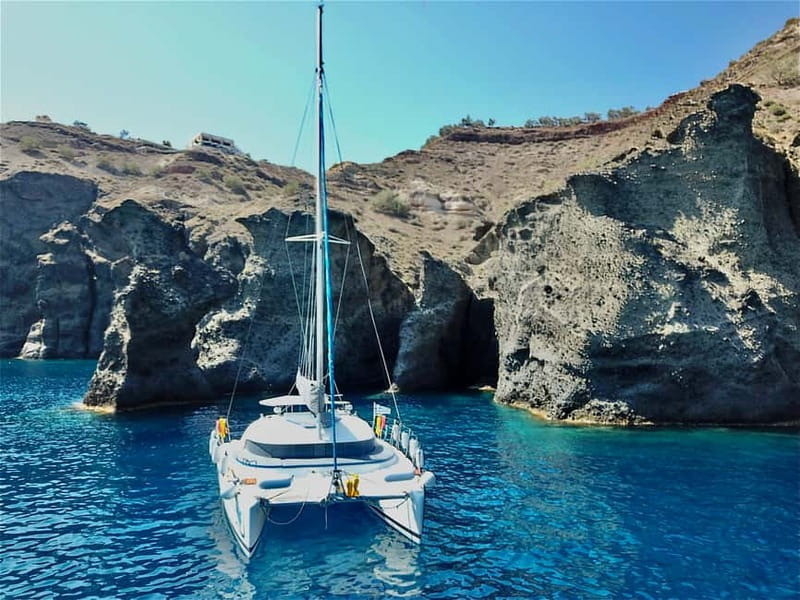 Santorini: Catamaran Cruise with Food and Drinks - Mesa Pigadia: the longest stop of the day