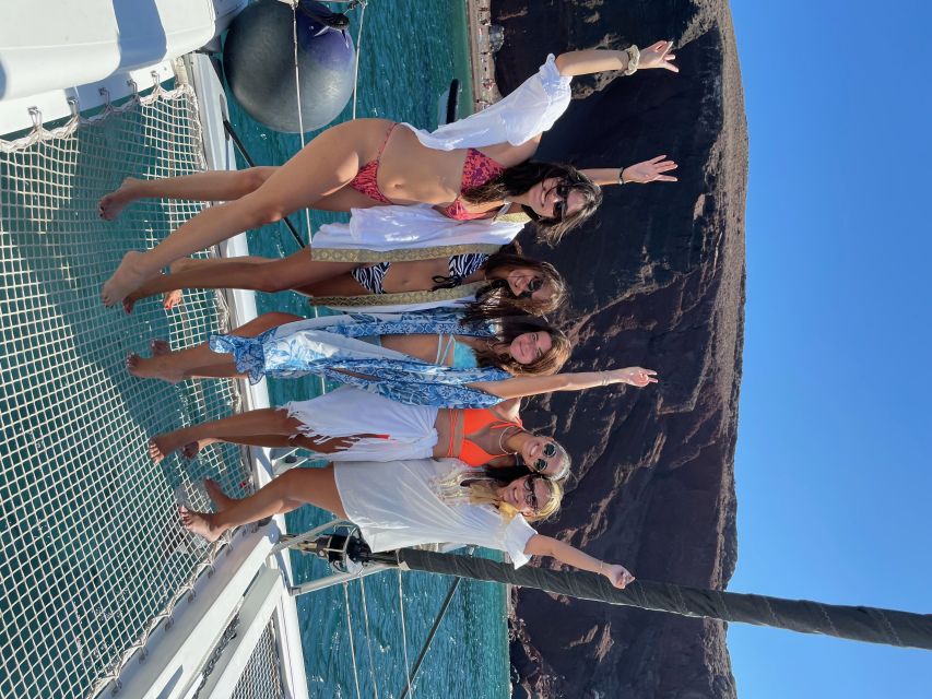 Santorini: Catamaran Cruise with Meal & Open Bar - Red Beach, White Beach, and the southern coast